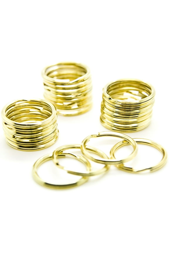 1" (25mm) Brass Plated Steel Gold Key Rings Split Rings - Pack 100 pcs
