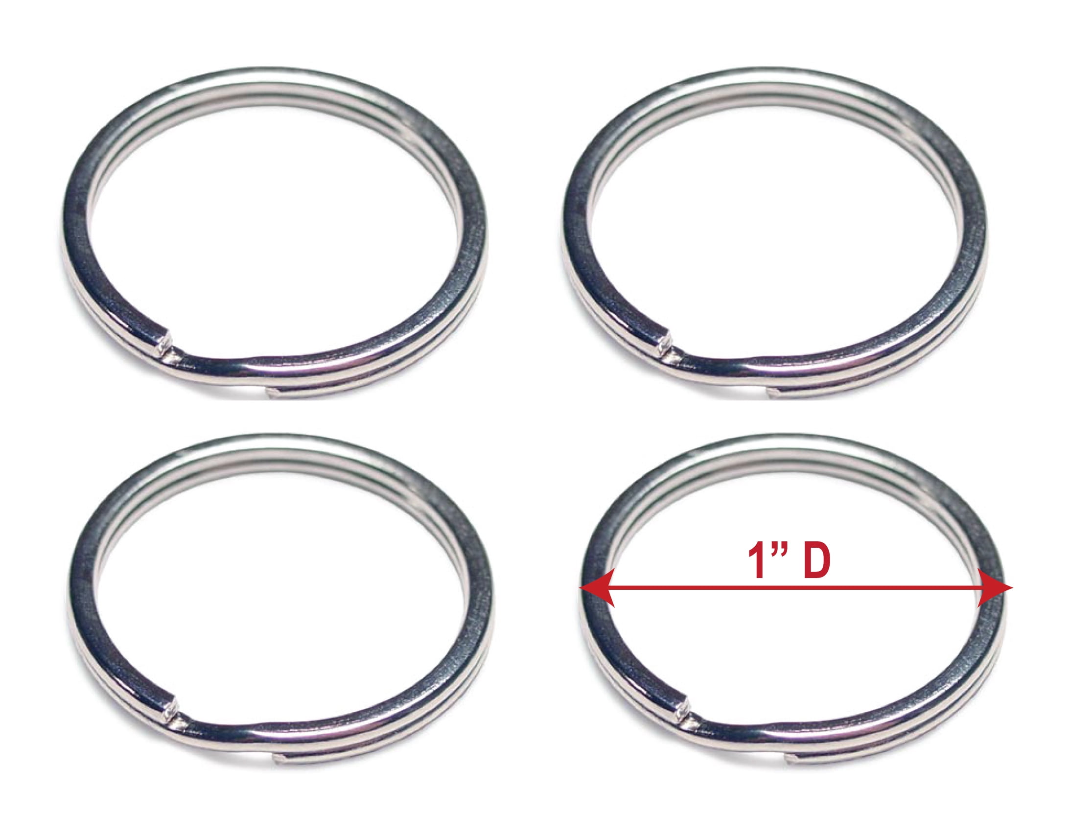 1" (25mm) Nickel Plated Steel Key Rings Split Rings - Pack 1000 pcs