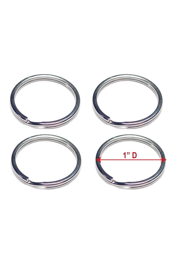 1" (25mm) Nickel Plated Steel Key Rings Split Rings - Pack 1000 pcs