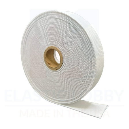 1" (25mm) White Knitted Elastic - US Made - 25 yards