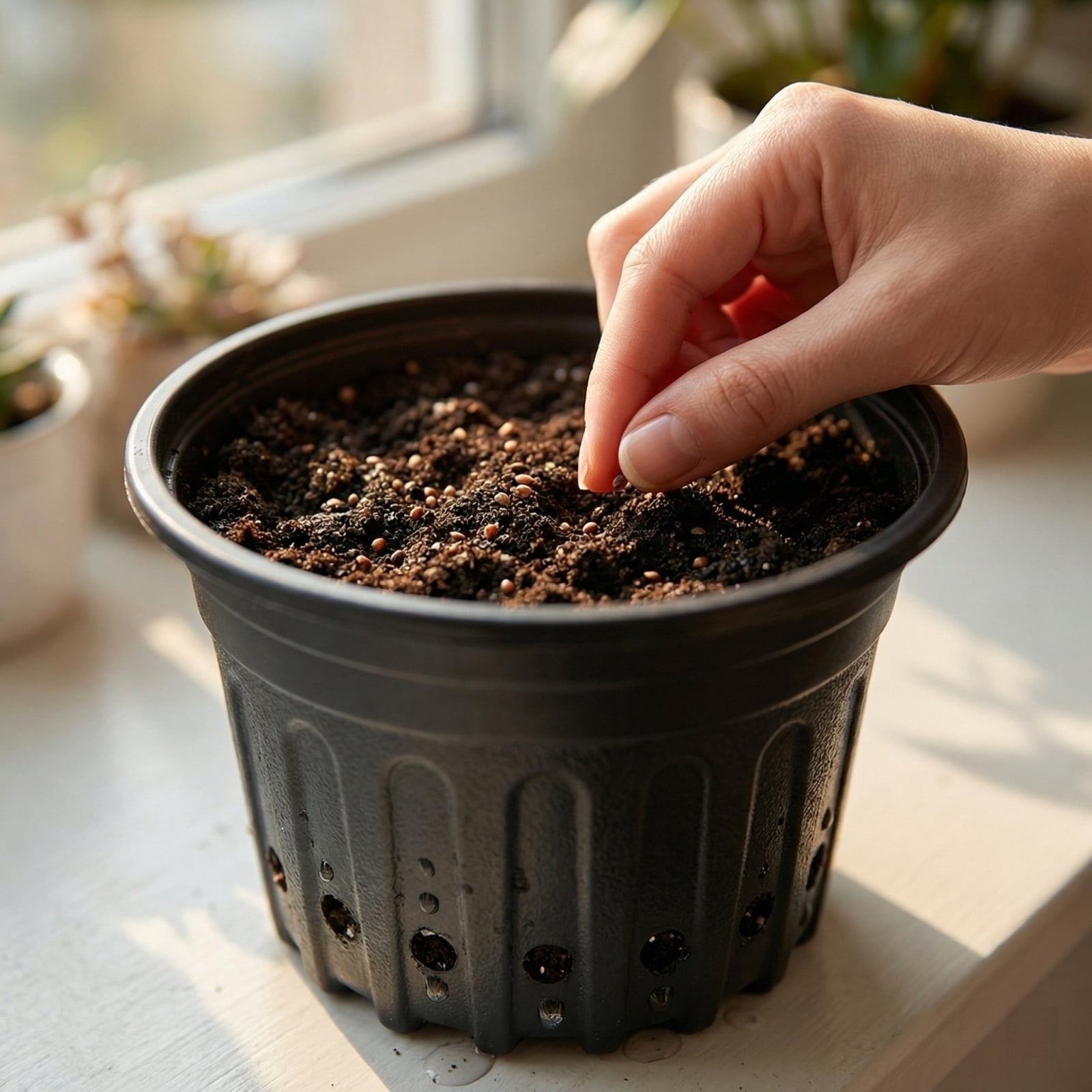 1*25pcs basin,5 Inch Plastic Garden Flower Seedling Planter Pot with Drainage Holes for Outdoor Indoor Plants,Gardening Gifts