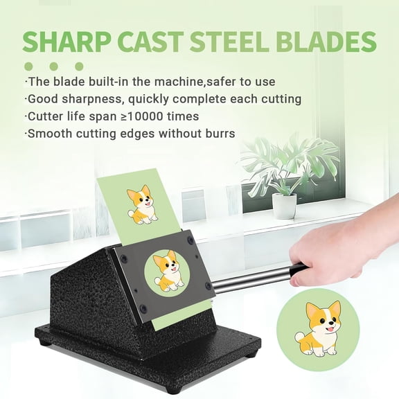 1.26"/32mm Button Paper Cutter, 1.73/44mm Diameter Circle Cutter Circle Punch, 44mmGraphics Punch Cutter, 44mm Die Cut Machine for 1.26"/32mm Mode Buttons Machine (1.73/44mm Cutting Diameter)