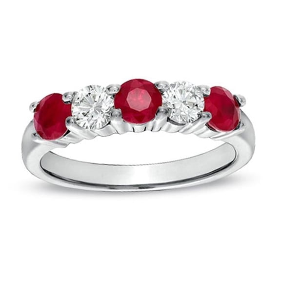 1.26 CTTW Natural Heated Ruby & Diamond Ring Set, 14K Gold - Size 4