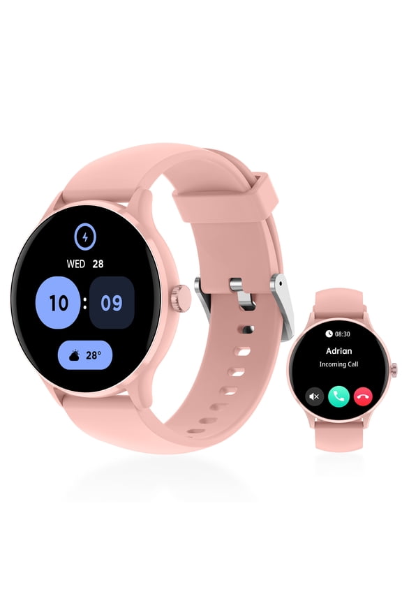 1.26" Smart Watch Men Womens with 123 Sports Modes, 220mAh Custom Watch Faces, IP68 Water-Resistant, Compatible with Android and iOS (Pink)