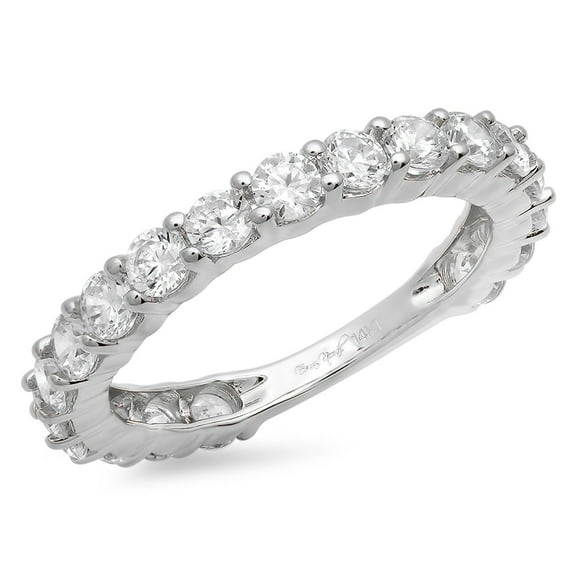 1.26 ctw Wedding Band for Women - 14K White Gold Moissanite Stackable Eternity Ring