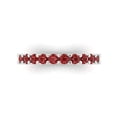 thumbnail image 1 of 1.26 ctw Wedding Band for Women - 14K White Gold Natural Garnet Stackable Eternity Ring, 1 of 6