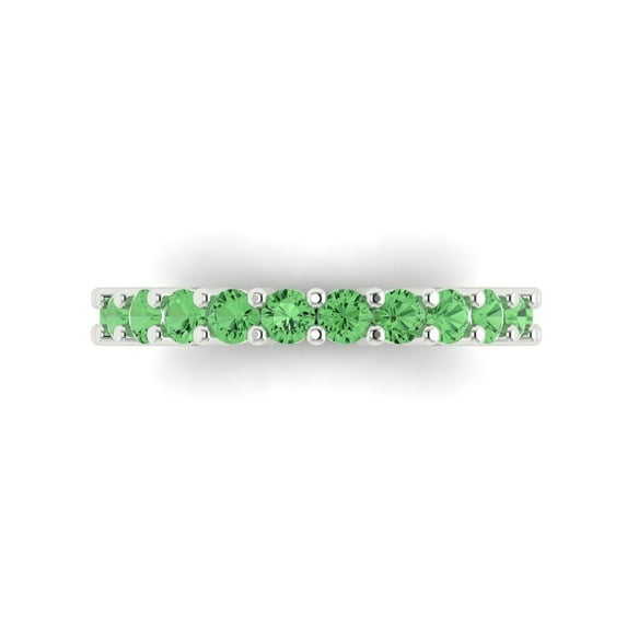 1.26 ctw Wedding Band for Women - 14K White Gold Simulated Green Diamond Stackable Eternity Ring