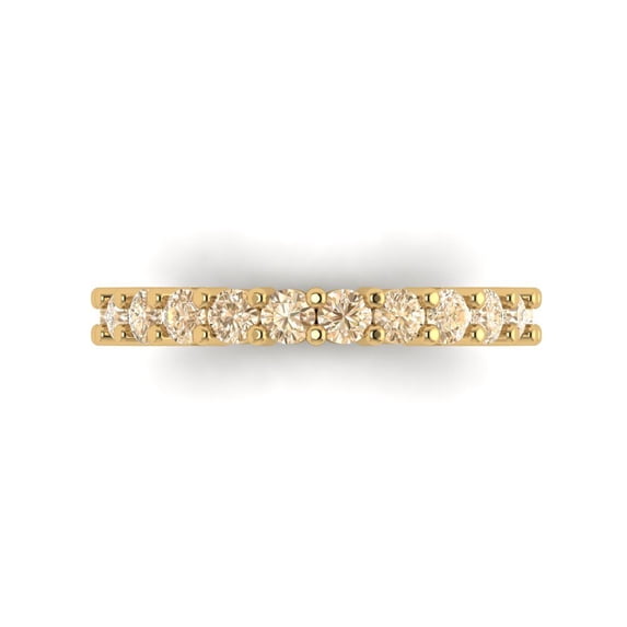 1.26 ctw Wedding Band for Women - 14K Yellow Gold Natural Morganite Stackable Eternity Ring