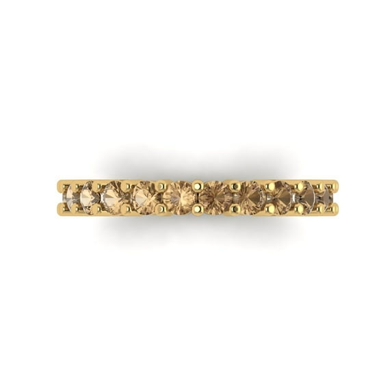 1.26 ctw Wedding Band for Women - 14K Yellow Gold Simulated Champagne Diamond Stackable Eternity Ring