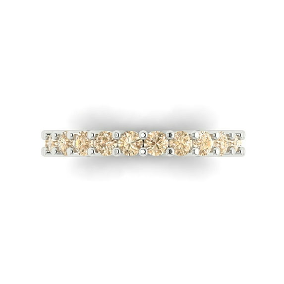 1.26 ctw Wedding Band for Women - 18K White Gold Natural Morganite Stackable Eternity Ring
