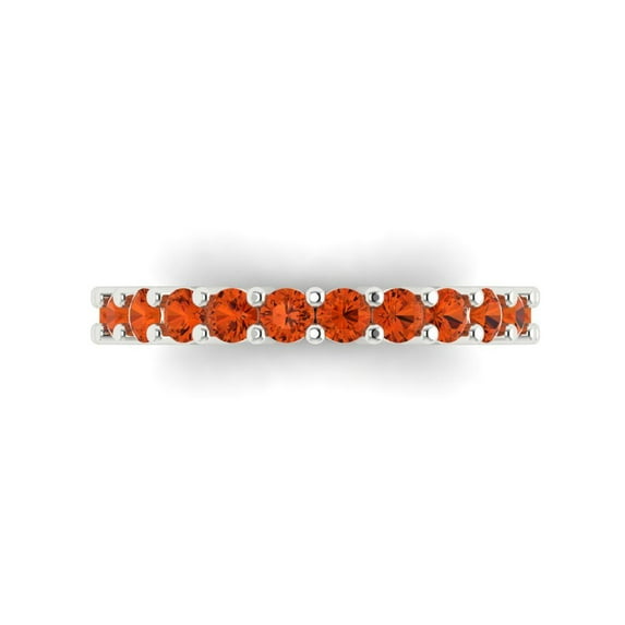 1.26 ctw Wedding Band for Women - 18K White Gold Simulated Red Diamond Stackable Eternity Ring