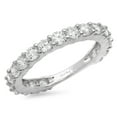 thumbnail image 1 of 1.26 ctw Wedding Band for Women - 18K White Gold White Sapphire Stackable Eternity Ring, 1 of 6