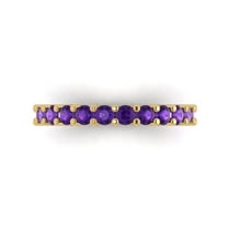 1.26 ctw Wedding Band for Women - 18K Yellow Gold Natural Amethyst Stackable Eternity Ring