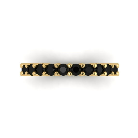 1.26 ctw Wedding Band for Women - 18K Yellow Gold Natural Onyx Stackable Eternity Ring