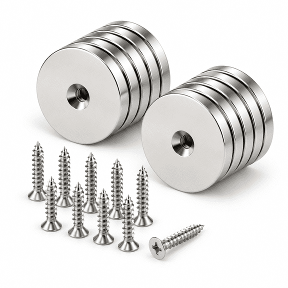 1.26 inch 10 Pack Countersunk Hole Neodymium Permanent with Mounting Screws