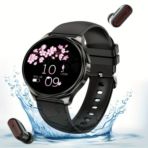 1.27" HD Smart Watch with TWS Earbuds - Wireless Call, Multi Sports Modes, Music/Weather/Sedentary Reminder, Compatible with Android/iOS