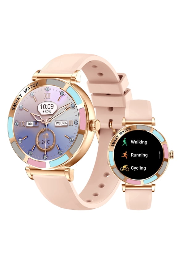 1.27" Smart Watch for Women, Bluetooth Calling Activity Tracker 100+ Sports Modes,290mAh Battery Message Reminder, IP67 Waterproof, Pedometer, iOS Android Compatible, Rose Gold