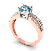 1.27 ct Round Cut Blue Moissanite Solitaire with Accents Engagement Ring for Women in 18K White/Rose Gold