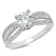 thumbnail image 1 of 1.27 ct Round Cut Genuine Cultured Diamond VS1-VS2 J-K 14K White Gold Promise Wedding Statement Engagement Designer Ring W/ Crystal side stones size 6, 1 of 7
