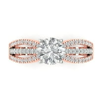 1.27 ct Round Cut Moissanite Solitaire with Simulated Diamond Accents 18K White/Rose Gold Womens Engagement Ring