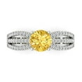 thumbnail image 1 of 1.27 ct Round Cut Natural Citrine Solitaire with Simulated Diamond Accents 18K White Gold Womens Engagement Ring, 1 of 5