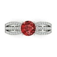 thumbnail image 1 of 1.27 ctw Solitaire with Zirconia Diamond Accents Anniversary Ring for Women | Round Cut Natural Garnet | Hyperallergenic Solid 18K White Gold, 1 of 5