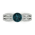 thumbnail image 1 of 1.27 ct Round Cut Natural London Blue Topaz Solitaire with Simulated Diamond Accents 18K White Gold Womens Engagement Ring, 1 of 5