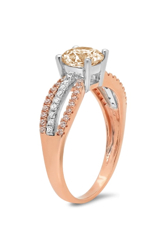 1.27 ct Round Cut Natural Morganite Solitaire with Accents Engagement Ring for Women in 14K White/Rose Gold