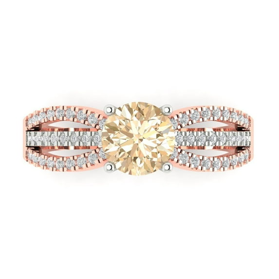 Clara Pucci 14K White/Rose Gold 1.27ct Morganite Solitaire with Accents