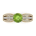 thumbnail image 1 of 1.27 ctw Solitaire with Zirconia Diamond Accents Anniversary Ring for Women | Round Cut Natural Peridot | Hyperallergenic Solid 18K Yellow/White Gold, 1 of 5