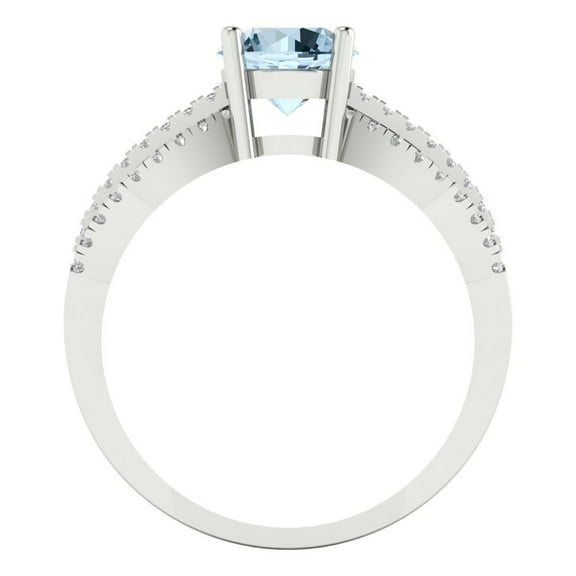 1.27 ct Round Cut Natural Sky Blue Topaz Solitaire with Accents Engagement Ring for Women in 18K White Gold