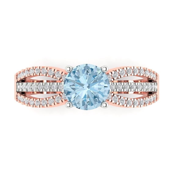 Clara Pucci 14K White/Rose Gold 1.27ct SwissBlueTopaz Solitaire with