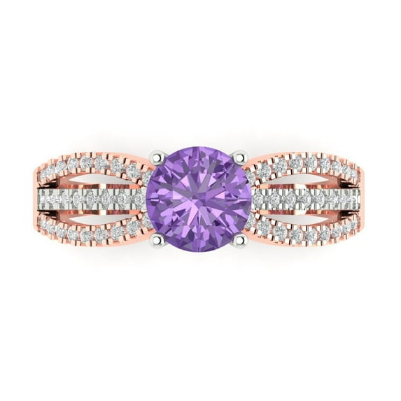 Clara Pucci 14K White/Rose Gold 1.27ct Alexandrite Solitaire with Accents