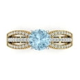 thumbnail image 1 of 1.27 ct Round Cut Simulated Blue Diamond Solitaire with Simulated Diamond Accents 18K Yellow/White Gold Womens Engagement Ring, 1 of 5