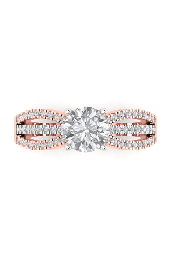 14K White/Rose Gold 1.27ct Clear Solitaire with Accents Ring