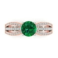 thumbnail image 1 of Clara Pucci 14K White/Rose Gold Solid Gold Emerald Solitaire with Accents Anniversary Ring for Women - 1.27 cttw Round Cut, 1 of 8