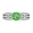 thumbnail image 1 of Clara Pucci 14K White Gold Solid Gold Green Solitaire with Accents Anniversary Ring for Women - 1.27 cttw Round Cut, 1 of 8