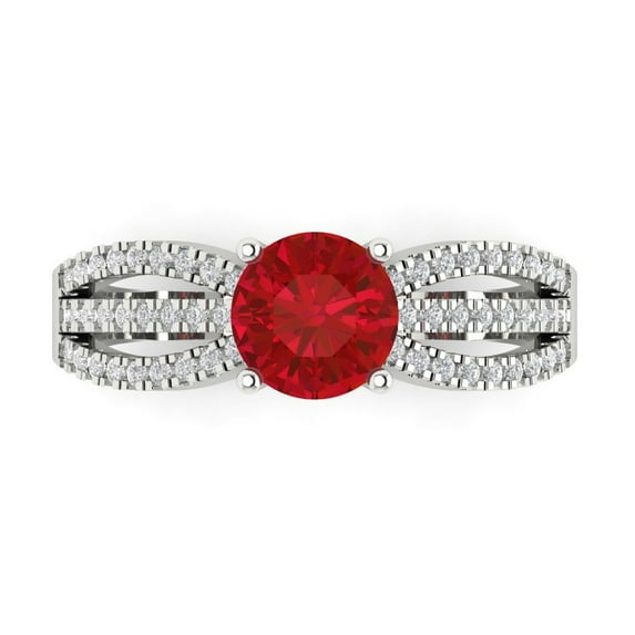 Clara Pucci 14K White Gold 1.27ct Tourmaline Solitaire with Accents Ring