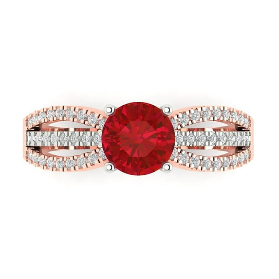 Clara Pucci 14K White/Rose Gold 1.27ct Ruby Solitaire with Accents Ring