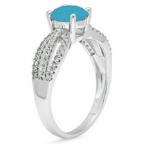 1.27 ct Round Cut Simulated Turquoise Solitaire with Accents Engagement Ring for Women in 14K White Gold