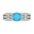 thumbnail image 1 of 1.27 ct Round Cut Simulated Turquoise Solitaire with Simulated Diamond Accents 18K White Gold Womens Engagement Ring, 1 of 5