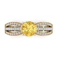 thumbnail image 1 of 1.27 ct Round Cut Simulated Yellow Diamond Solitaire with Simulated Diamond Accents 14K Yellow/White Gold Womens Engagement Ring, 1 of 5
