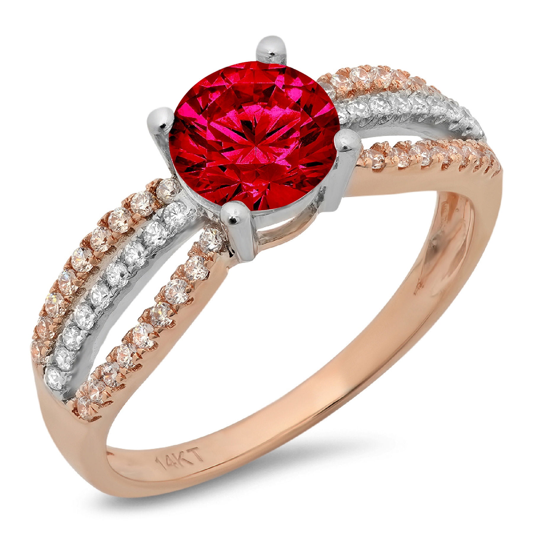 White Anniversary Wedding Engagement Ring Tourmaline 18k Engraving Pink Statement Rose Gold 1.27ct 7.25 Cut Round Simulated Bridal Size
