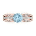 thumbnail image 1 of Clara Pucci 14K White/Rose Gold Solid Gold Blue Solitaire with Accents Anniversary Ring for Women - 1.27 cttw Round Cut, 1 of 8