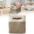 thumbnail image 1 of 1 28*28Cm Linen Storage Basket Large Storage Baskets with Handles Fabric Storage for Organizing Clothes Toys Books Canvas Storage for Bedroom Closet Nursery Laundry Storag, 1 of 9