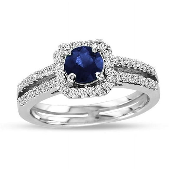 1.28 CTTW Sapphire & Diamond Ring Set, 14K Gold - Size 4.5