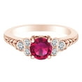 thumbnail image 1 of AFFY 1.28 Carat Round Shape Simulated Pink Ruby & Natural Diamond Leaves Engagement Ring 14K Solid Rose Gold Ring Size-5, 1 of 2