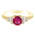 thumbnail image 1 of AFFY 1.28 Carat Round Shape Simulated Pink Ruby & Natural Diamond Leaves Engagement Ring 14K Solid Yellow Gold Ring Size-8.5, 1 of 2