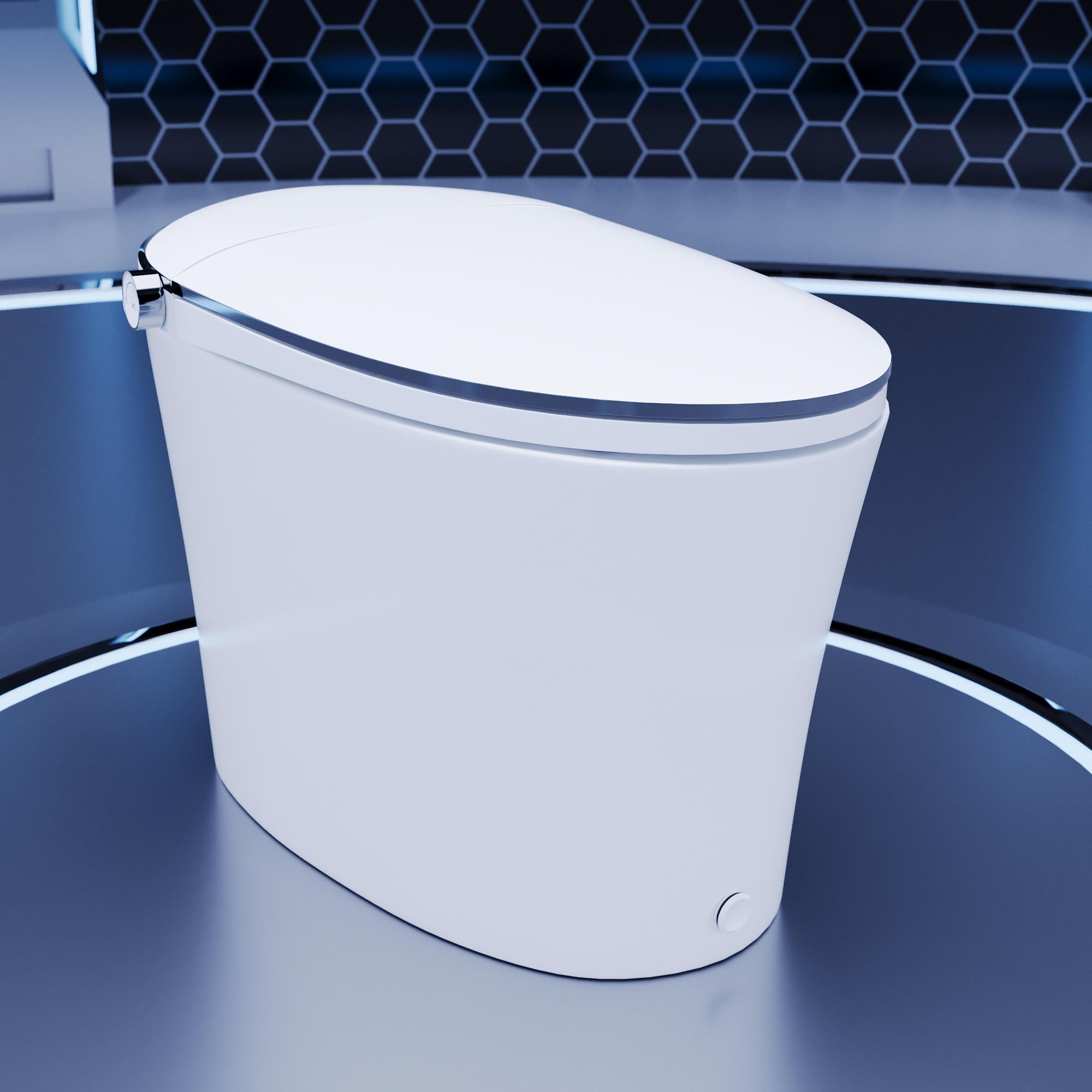 White Elongated Smart Bidet Toilet with Heated Seat and Remote