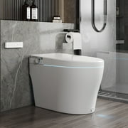 1.28 GPF Tankless Elongated Smart 1-Piece Toilet Bidet in White with Auto Close/Open/Flush, Warm Air Dryer